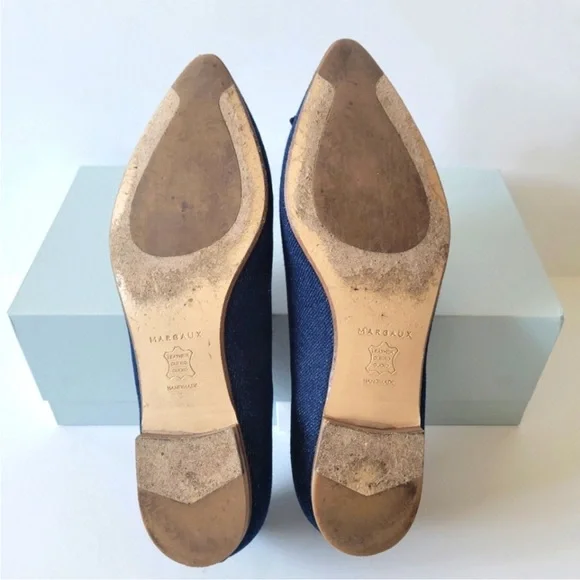 Margaux Navy Denim Blue w/Bow Flats sz.7 - Picture 5 of 7